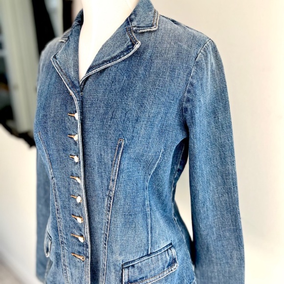 RALPH LAUREN Vtg 90’s Victorian Style Denim Jacket 17 RLL Monogram Buttons - Picture 4 of 8